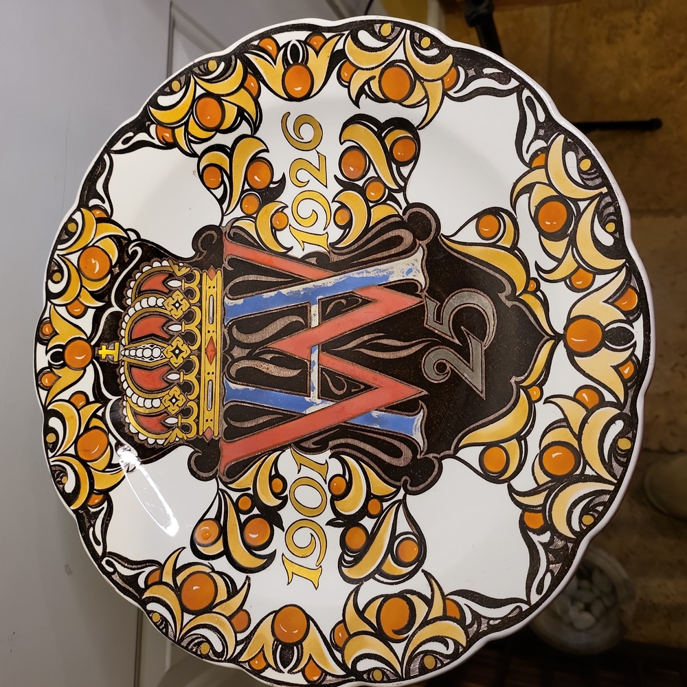 Rare Wilhemina & Henry 25-year Commemorative Plate by Petrus Regout Co Holland